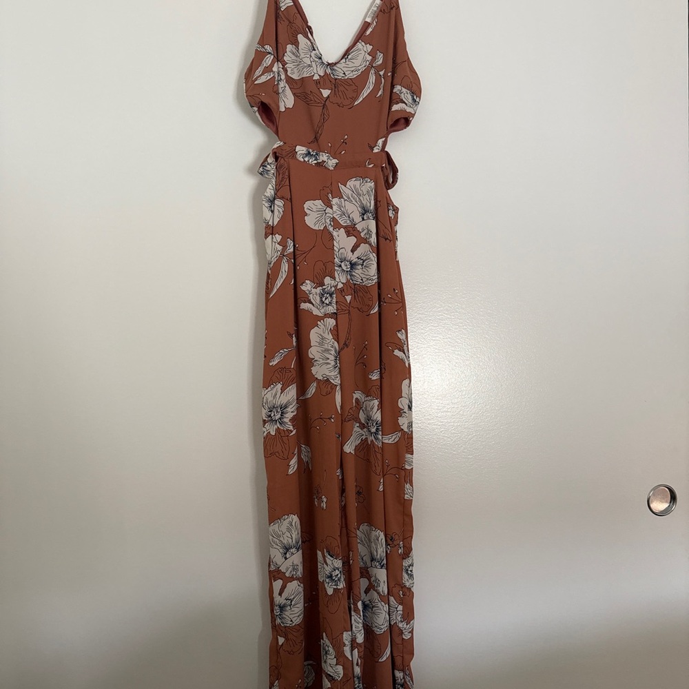 Floral Print Maxi Dress in Brown